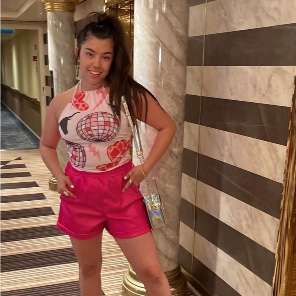 Pink disco western top